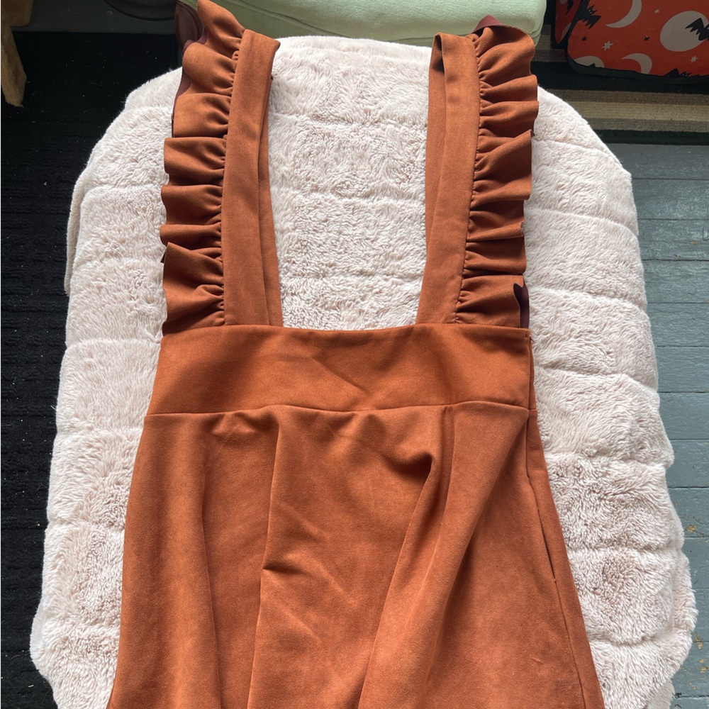 Light Brown Sueded Overall Skirt